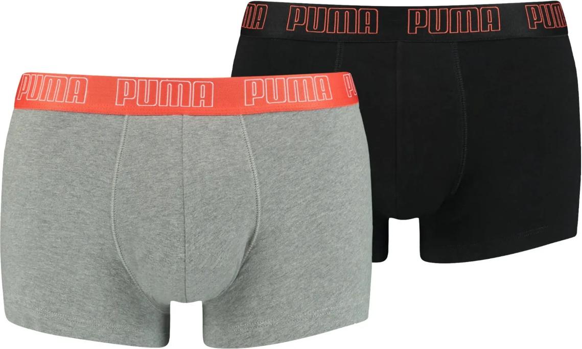 Bokserice Puma  Basic Trunk Boxer 2er Pack Grau Schwarz F031